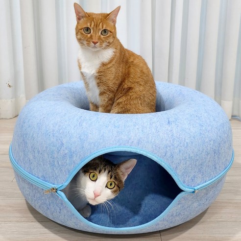 MAAH 고양이 터널 도넛 하우스 초대형 숨숨집, 파스텔블루, 1개