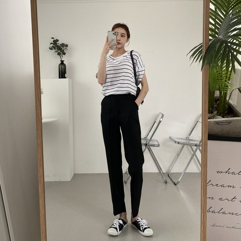 여성용 치안타 스트라이프 가오리 티셔츠 T6611K13