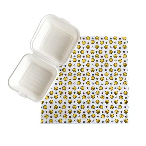 펄프 간식 선물포장 상자 + 스마일 샌드위치 포장 유산지 세트, 화이트(상자), 1세트