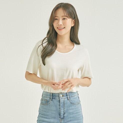 로엠 여성용 루즈핏 유넥 TR 티셔츠