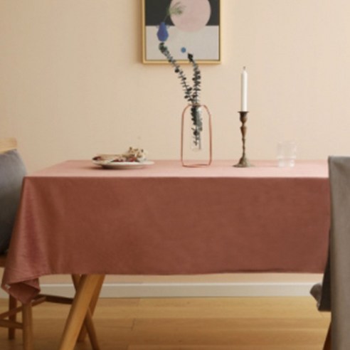 조이앤조이 빈티지 단색 벨벳 식탁테이블보, 베이지, 2인(100 x 135 cm)