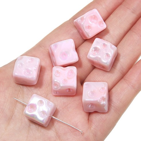 알로데 스퀘어 치즈 글로시 큐브 DIY 비즈 14 x 14 mm 5p, A03 핑크, 5개
