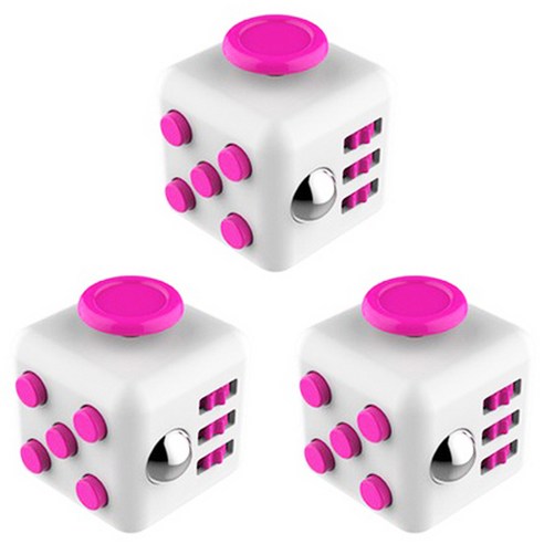 댓츠댓 키덜트 피젯 6면 큐브 3p, 화이트 + 핑크, 3개