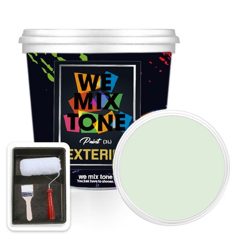 WEMIXTONE 외부용 EXTERIOR 페인트 3L + 붓 + 로울러 + 트레이 세트, WMT0451P01(페인트), 1개