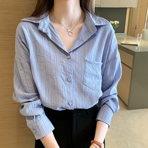 루나걸 여성용 글레즈 포켓카라 셔츠