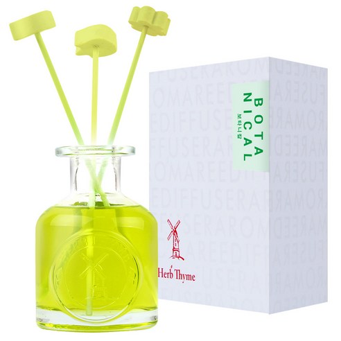 허브타임 NEW 실내용 디퓨저 130ml + 플라워 석고 랜덤발송 4p + 섬유스틱 5p 선물세트, 보타니칼, 1세트