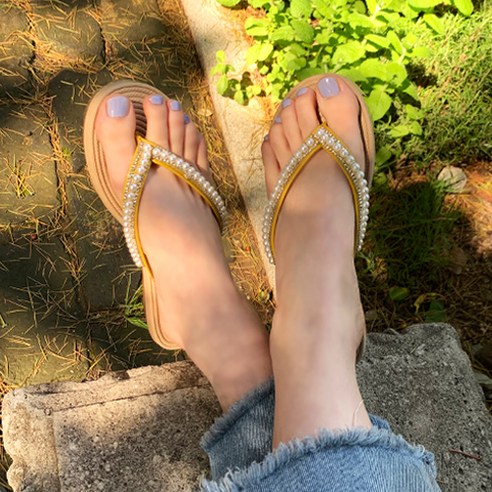 라블 진주 쪼리 플립플랍