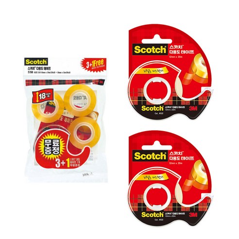 스카치 다용도 테이프 583 디스펜서 + 리필 18mm x 15m + 리필 18mm x 30m 3p + 552 디스펜서 12mm x 20m 2p, 혼합색상, 1세트