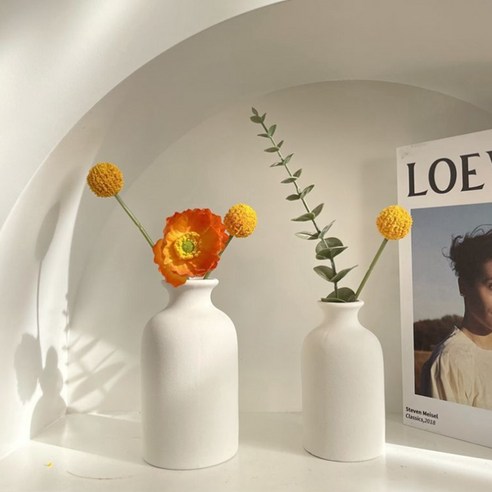 모리앤 럭셔리 무광 도자기 화병 L + S 세트, 26 준 베이지