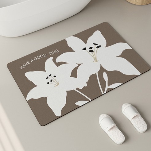 위더홈 심플 릴리 논슬립 발매트, S(60 x 40 cm), 커피