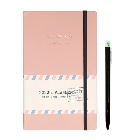 꼼꼬미 2022 포스트 양장 플래너 + 토당토당 볼펜 세트, 로즈 핑크(플래너), 랜덤발송(볼펜)