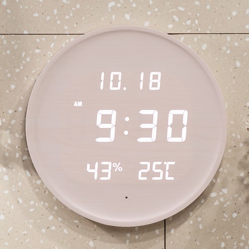 플라이토 무선 루나 온습도 와이파이 LED 벽시계, 화이트
