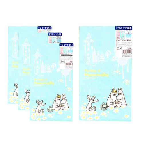 금홍팬시 무민 종이 포장 봉투, 블루, 4세트