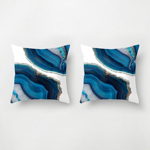 더플로우컴퍼니 블루 스펙트럼 수채화 쿠션커버 2p, 001