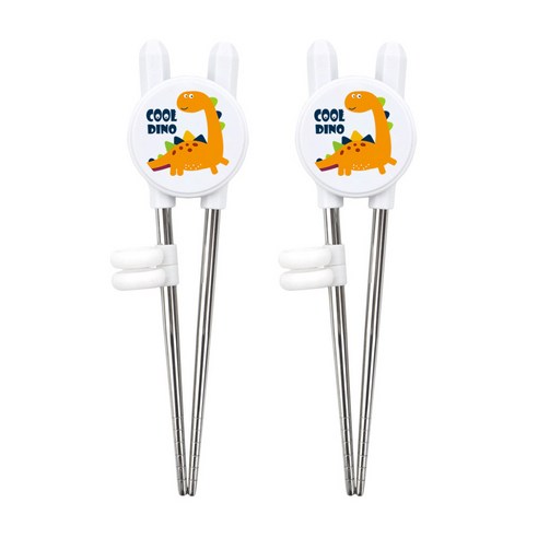 아동용 쿨디노 교정용 스텐 젓가락, 혼합색상, 2개
