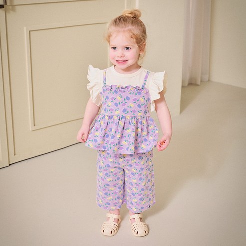몰리멜리 여아용 잔잔 플라워 프릴 상하복 세트
