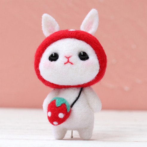 아트조이 DIY 양모펠트 키트, 1세트, 딸기토끼