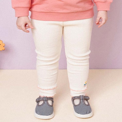 몰리멜리 여아용 물결 튤립 삼각 골지 레깅스