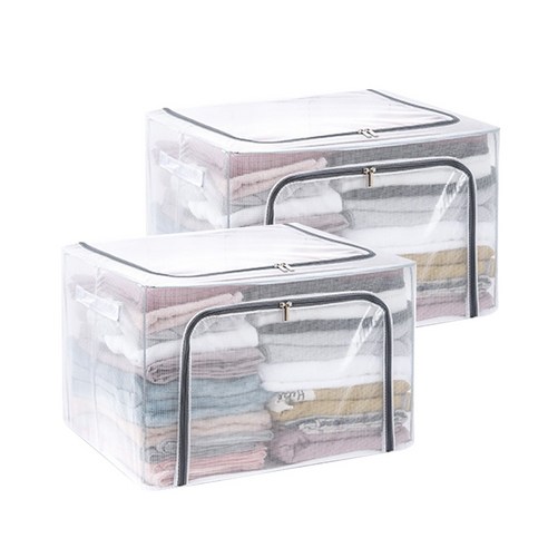 PVC 대용량 투명 접이식 리빙박스 66L, 2개
