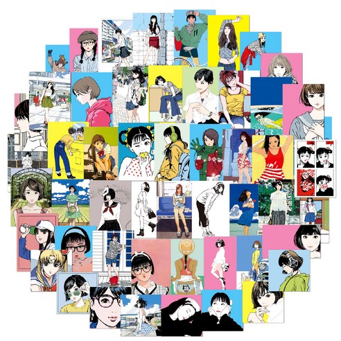 예스몰 팬시 스티커 50p 세트, 1세트, 소녀