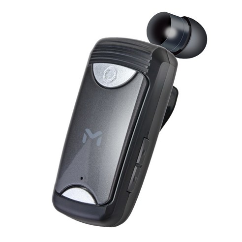 MATECH 원터치 자동감김 블루투스 이어폰 핸즈프리 릴타입 클립형, MT-BT020, 검정
