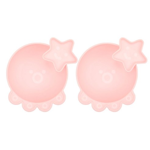 채널앤쥬 탈부착 종지 시리얼볼 문어, 핑크, 2개