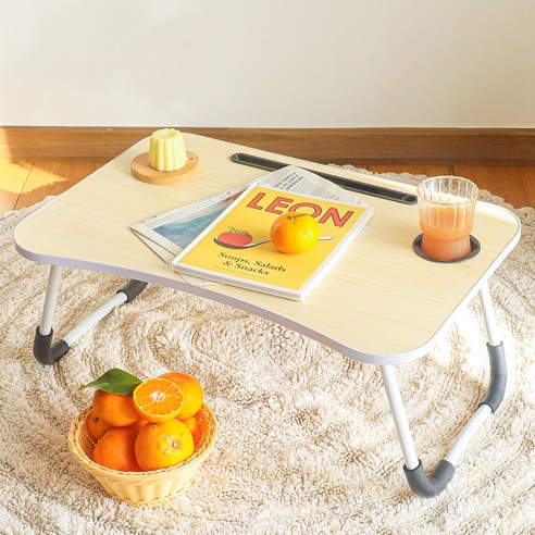 로에드 컵홀더형 미니 테이블, 화이트월넛 
그릇/홈세트