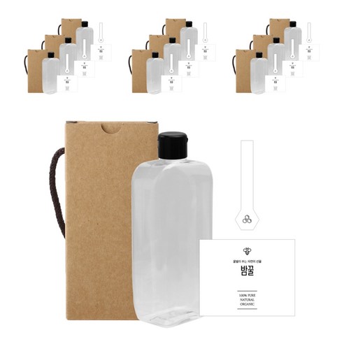 납작 페트 250ml + 원터치 블랙캡 + 심플 밤꿀L + 꿀병봉인 스티커 화이트 + 박스 세트, 10세트