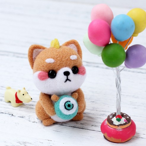 아트조이 DIY 양모펠트 키트, 1세트, 앉은시바(몬스터)