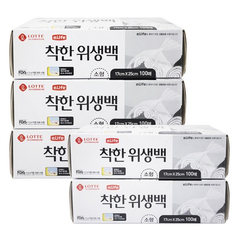 롯데이라이프 착한 위생백 소형 17 x 25 cm 100매, 소(S), 100개입, 5개