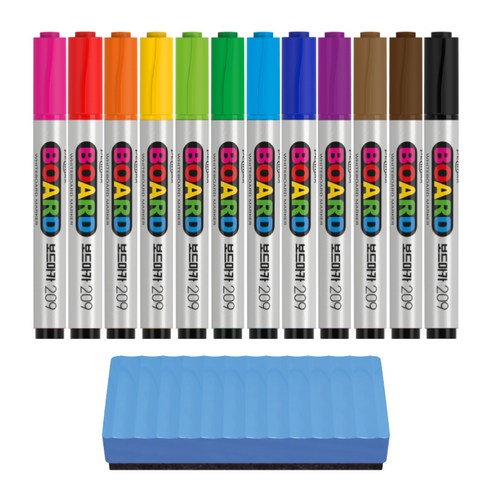 펜맥스 보드마카 209 12색 + 지우개, 혼합색상, 1세트