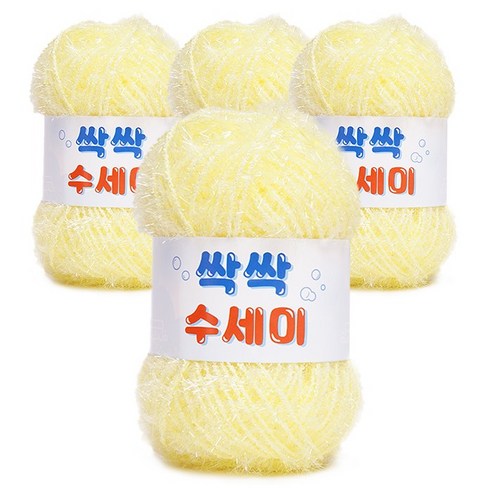 쎄비 싹싹수세미 뜨개실 80g 4p, 324 밝은라임