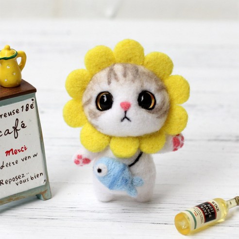 양모펠트 DIY 패키지, 1세트, 해바라기고양이