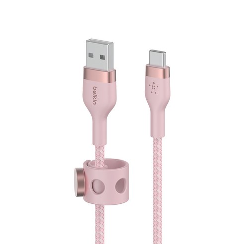 벨킨 프로 플렉스 USB A-C타입 고속 충전 케이블 CAB010bt1M, 핑크, 1m, 1개
