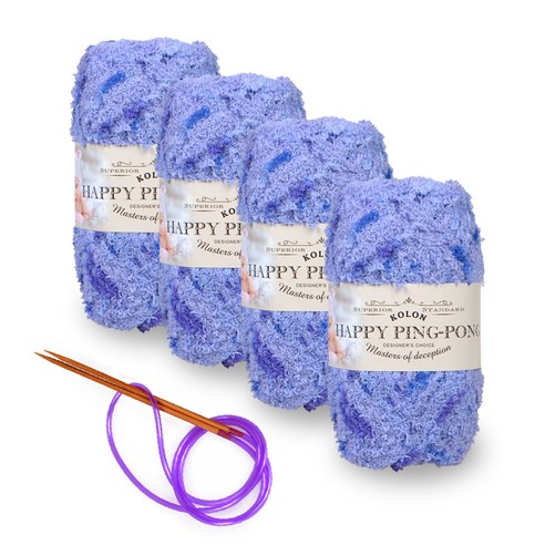 해피 핑퐁 수면사 털실 80g x 4p + 줄바늘, 09 아이리스