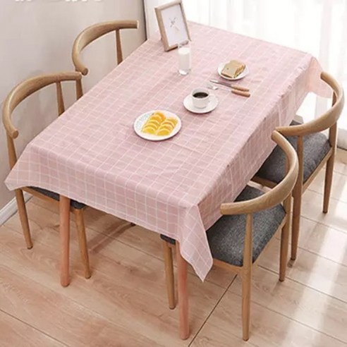 클레어라 체크무늬 식탁보 2p, 핑크, 137 x 152 cm