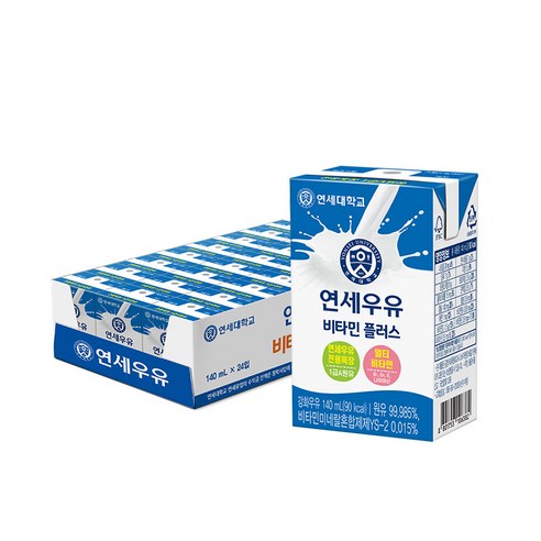 연세우유 비타민플러스 멸균우유, 140ml, 24개