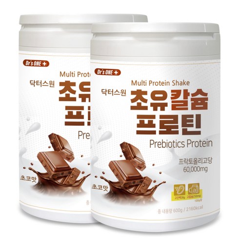 닥터스원 초유 칼슘 프로틴 프리바이오틱 단백질쉐이크, 600g, 2개