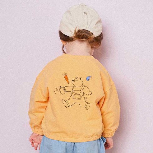 몰리멜리 아동용 베어 밑단밴딩 맨투맨 티셔츠