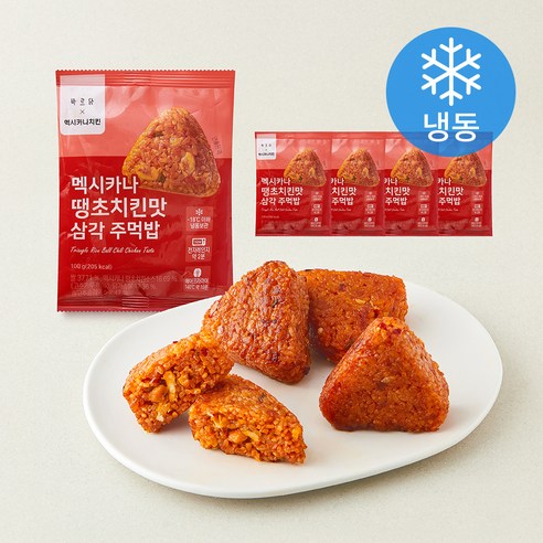 [로켓프레시] 바르닭 멕시카나 땡초치킨맛 삼각 주먹밥 (냉동), 100g, 5개