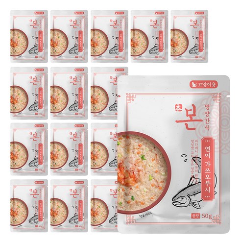 인터펫코리아 고양이 본 영양간식 죽, 혼합맛(연어/가쓰오부시), 50g, 15개