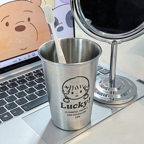 아우라팸 스텐304 양치 세척컵, 행운소녀, 1개