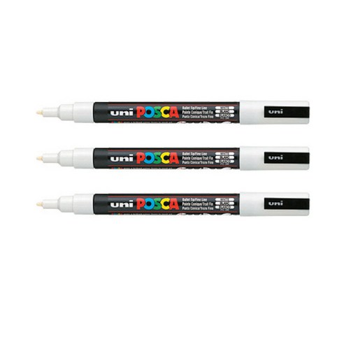 포스카 컬러마커 PC-3M WHITE, 3개, 1색