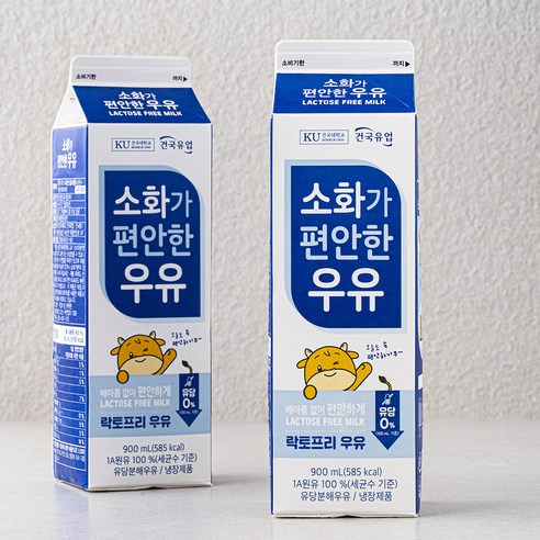 건국유업 소화가 편안한 우유, 900ml, 8입