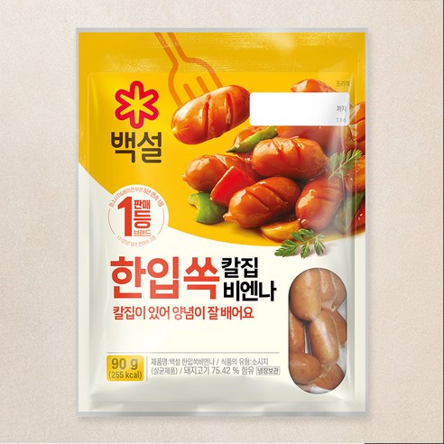 백설 한입쏙 칼집 비엔나, 90g, 1개