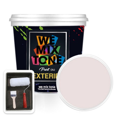 WEMIXTONE 외부용 EXTERIOR 페인트 3L + 붓 + 로울러 + 트레이 세트, WMT0231P01(페인트)