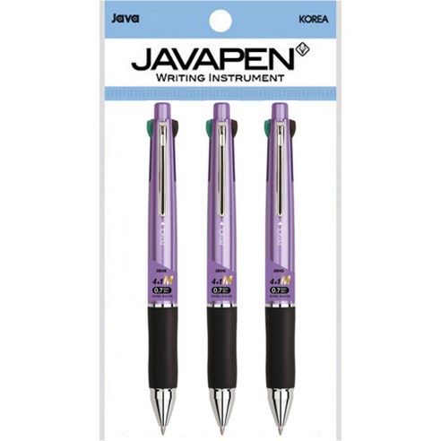 자바펜 제트4+1M 멀티펜 0.7mm, 메탈퍼플, 3개