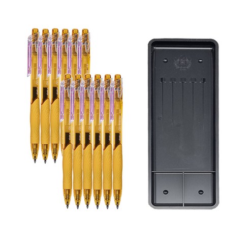 동아 겔스트림 볼펜 0.5mm 12p + 매표 펜접시 C형, 귤색, 1세트