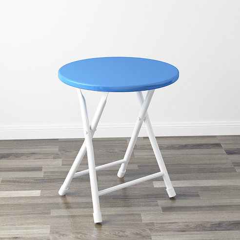 인아트 카페 접이식 휴대용 의자 체어 스툴 30cm, 블루 + 화이트, 1개