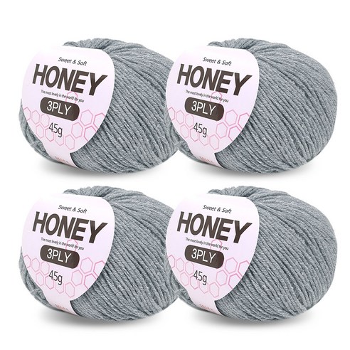 니뜨 허니 3ply 뜨개실 45g x 4p + 무료 도안 세트, 20 멜란그레이